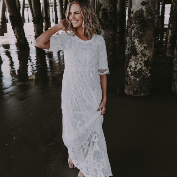 Roolee Dresses & Skirts - NEW Piper scoot lace gray tan maxi dress small